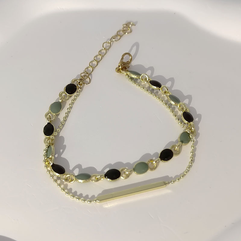 Jushi Vintage Double Layer Pearl สร้อยข้อมือผู้หญิง Niche Trend แฟชั่นของขวัญอุปกรณ์เสริม