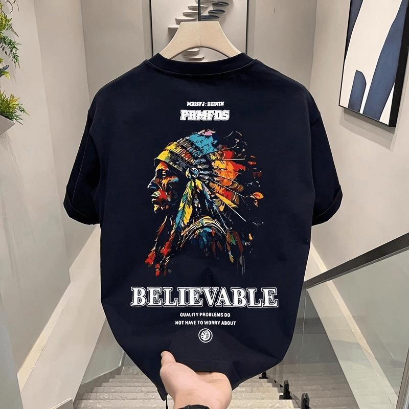 TeeTwoOne สไตล์อเมริกันวินเทจ เสื้อยืด oversize"BELIEVABLE" ผ้าคุณภาพสูง ยืดหยุ่น ผ้าไหมนม unisex จัดส่งจากประเทศไทย