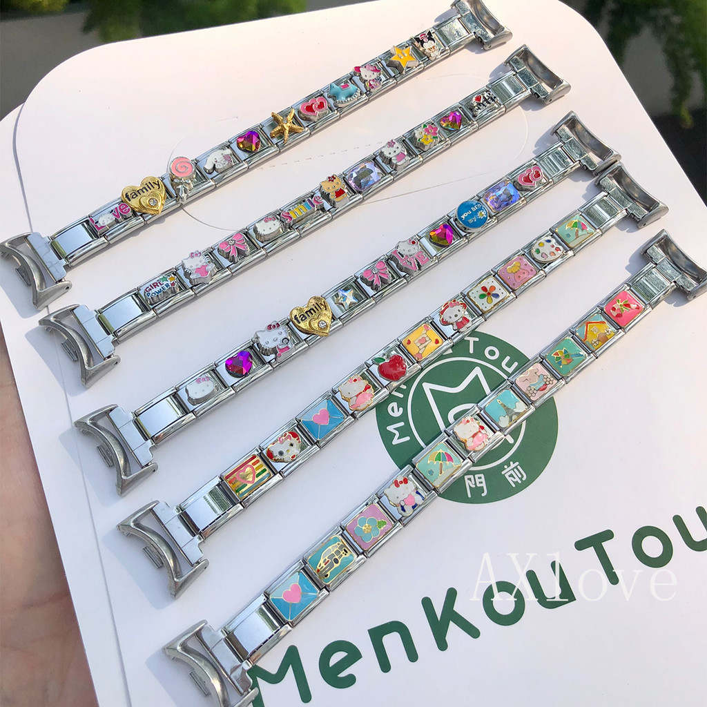 แฟชั่นสวยหวานน่ารักหัวใจรักอิตาลีเสน่ห์ลิงค์สําหรับ เสี่ยวหมี่ วงดนตรี 9 8/7/6/5/4/3 สร้อยข้อมือเครื่องประดับสแตนเลส ทําเอง ทํานาฬิกาวง
