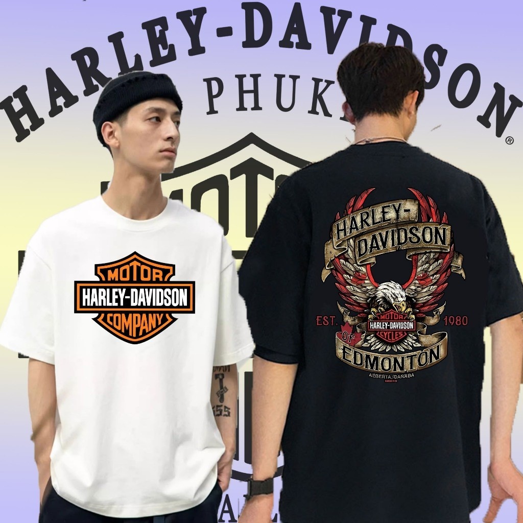 ใหม่ 【Fashion】Harley-Davidson Thailand เสื้อยืดผ้าฝ้ายผู้ใหญ่ ผ้าฝ้าย 100% ฮาร์เล่ย์-เดวิดสันแขนสั้นด้านบน S-5XL Shirt#0