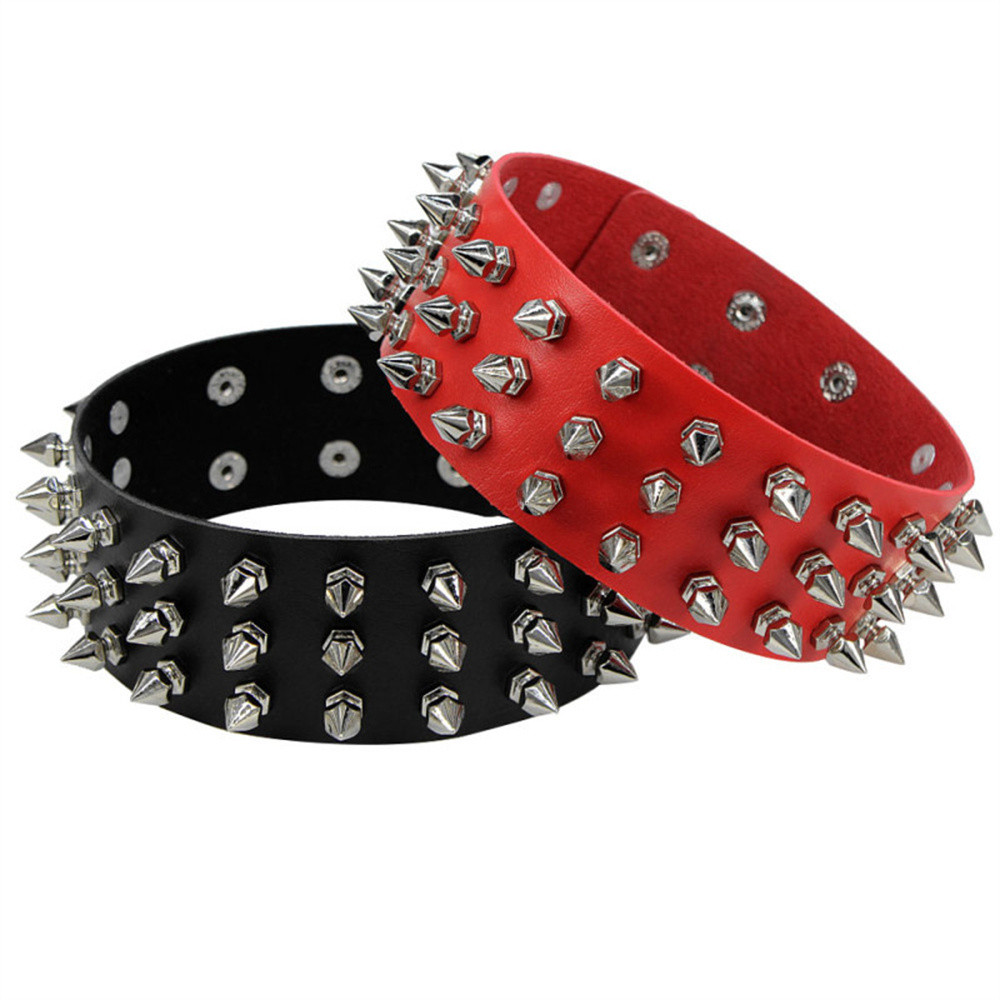 2024 Spike Rivet หนังสร้อยคอผู้หญิงเครื่องประดับทําด้วยมือ Punk ความยาวหนัง Studs Choker Collar สร้อยคอ Gothic Chock ของขวัญ