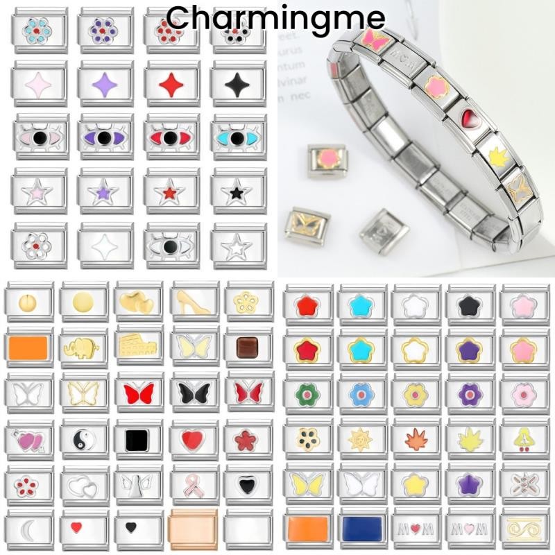 ใหม่การออกแบบรูปแบบที่เรียบง่าย Charms สร้อยข้อมืออิตาลี Charm Links Fit 9 มม.สร้อยข้อมือ Modular เครื่องประดับสแตนเลส DIY ทํา