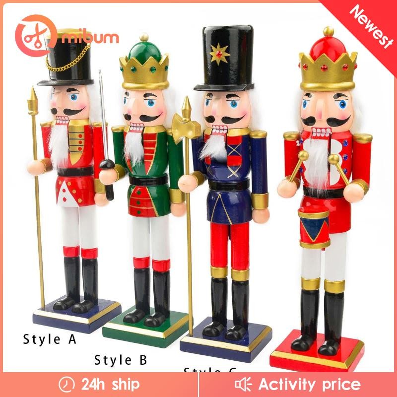 [Mibum] 25 ซม.ไม้คริสต์มาส Nutcracker ตุ๊กตา Xmas หุ่นของเล่นตกแต่งแบบพกพาแบบดั้งเดิม Xmas รูปปั้นสําหรับวันหยุด Tradition