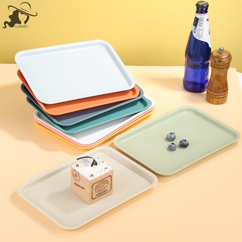 Lishu สี่เหลี่ยมพาเลท Nordic พลาสติกถาดเสิร์ฟอาหารหลายสีถาดในครัวเรือนผลไม้ถาดขนม th