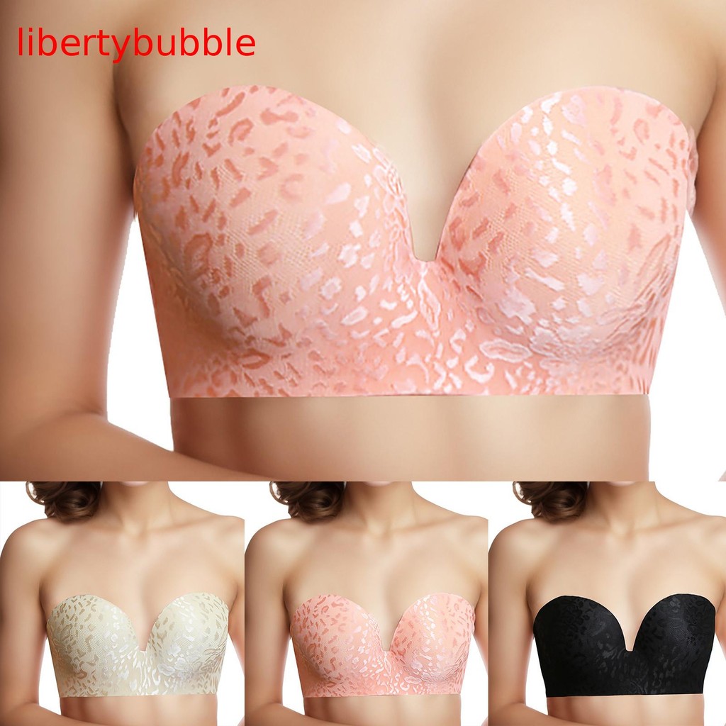 *libertybubble* สายคล้องไหล่สตรี Bra ครึ่งถ้วยลูกไม้ชุดแต่งงานบาง Push Up Tube Top Bra ชุดชั้นใน