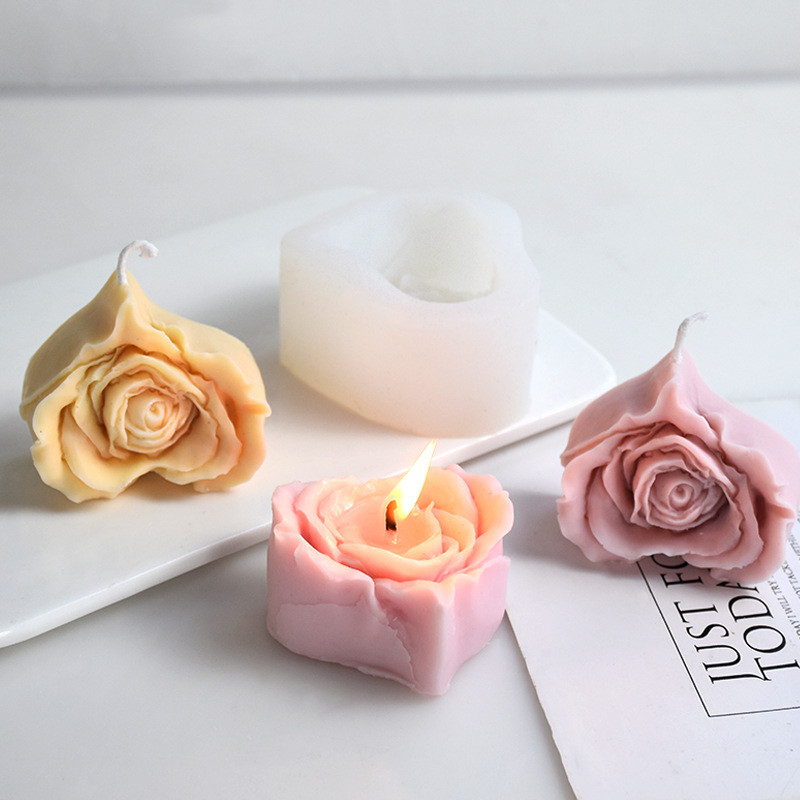 Diy Love Rose Aroma เทียนแม่พิมพ์ซิลิโคนรูปหัวใจดอกไม้ Handmade สบู่พลาสเตอร์ Mould Candy ช็อกโกแลตเบเกอรี่แม่พิมพ์