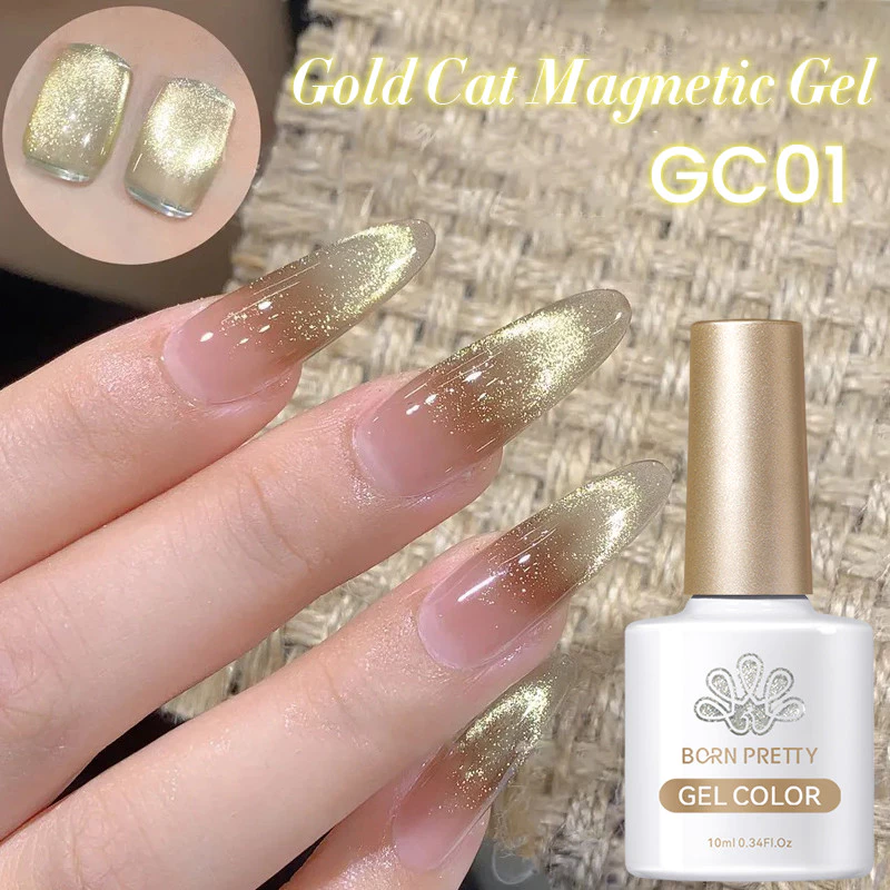 Born PRETTY 10ml Gold Cat Magnetic Gel ความรู้สึกฤดูใบไม้ร่วง Soak Off UV Gel Nail Art Varnish