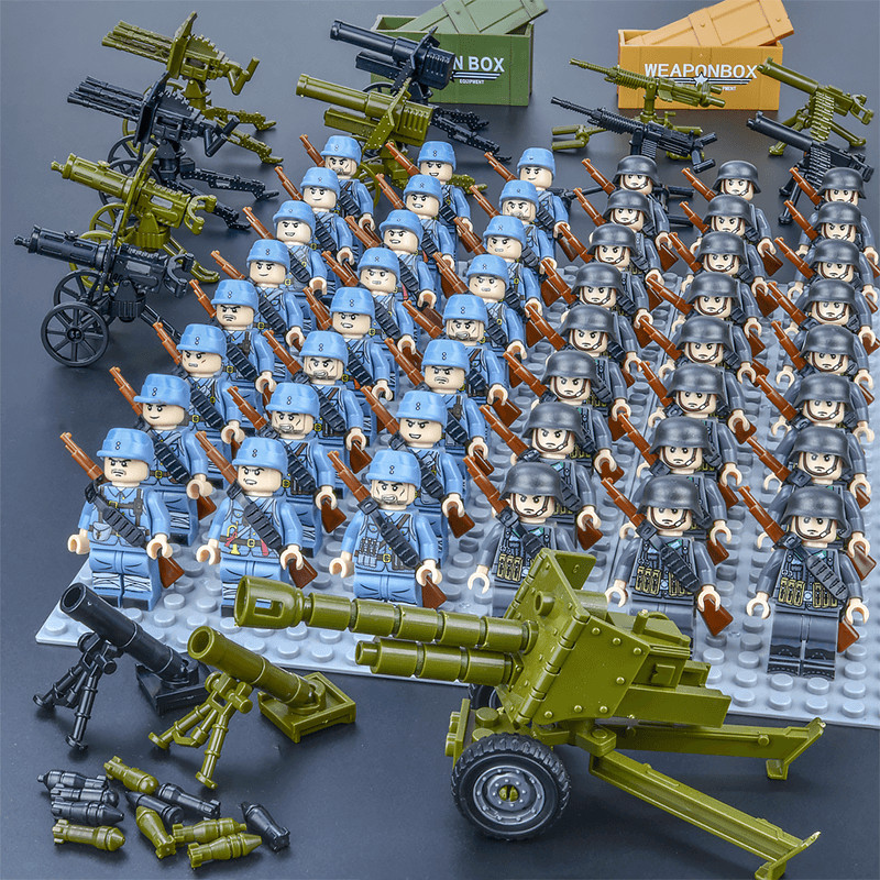 เข้ากันได้กับเลโก้ทหาร Minifigures กองทัพเยอรมัน US Army Building Blocks ทหารแปดช่องการศึกษาของเล่นท