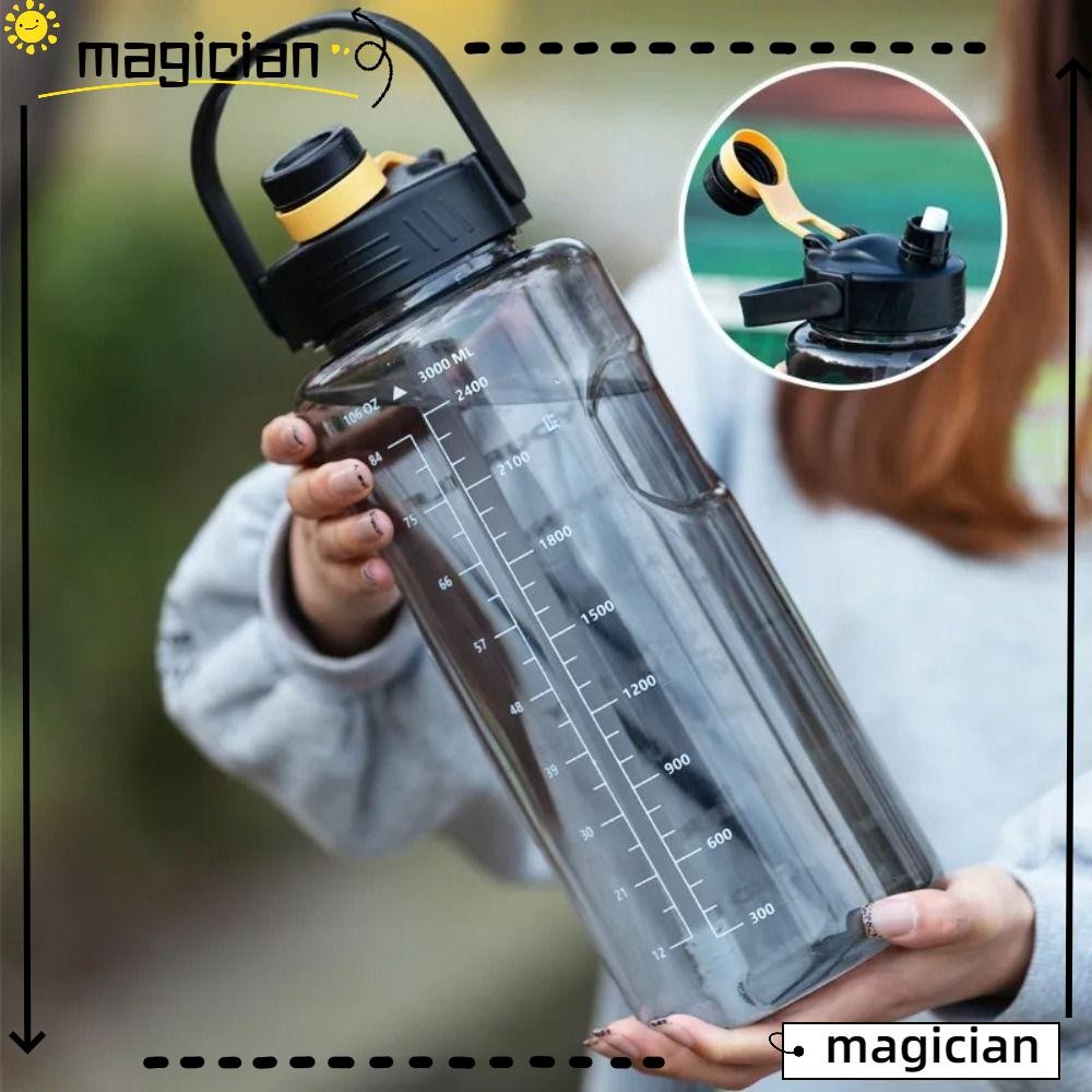 Mag Sports Water Bottle, 1.5L/2L/3L Drink Bottle, Portable Lightweight Large Capacity with Time Mark