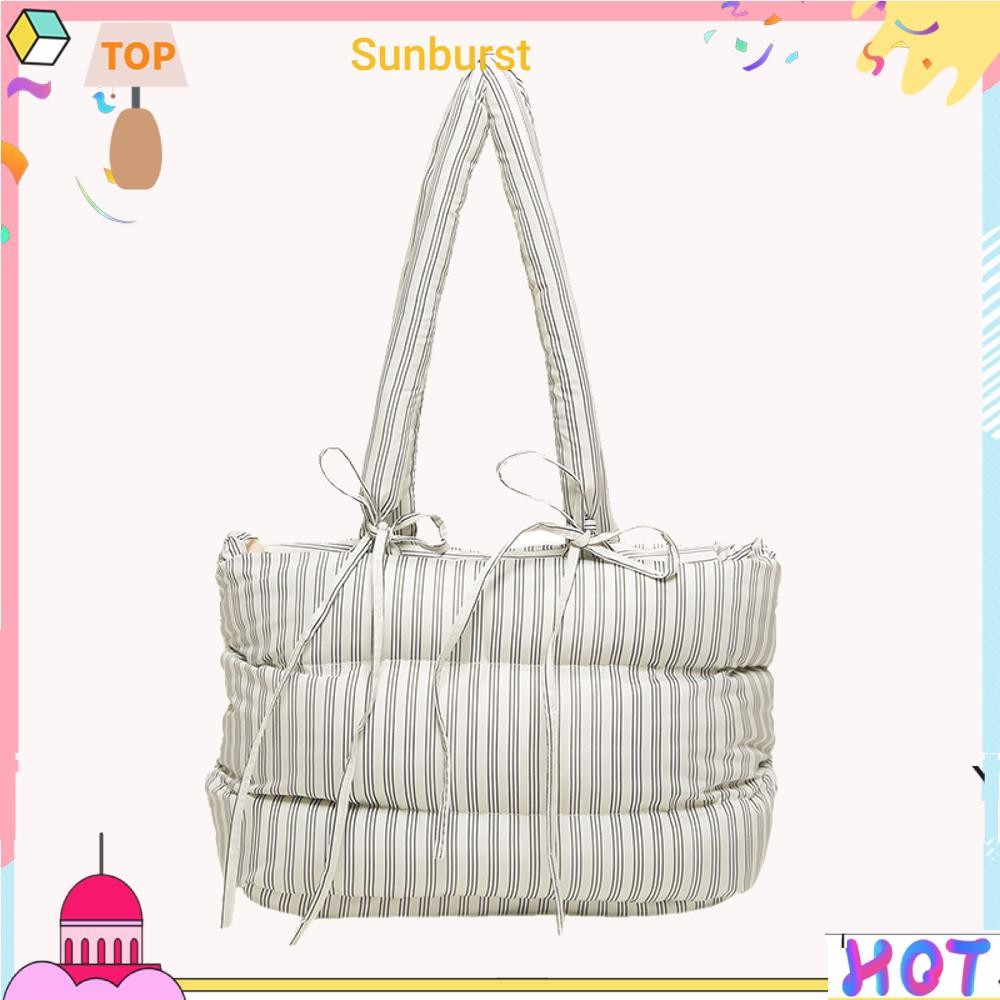 ผู้หญิงปักเป้า Tote Bag กระเป๋าสะพายเบาะ Hasp ปิดสไตล์ Commuting Bag [Sunburst11.th]