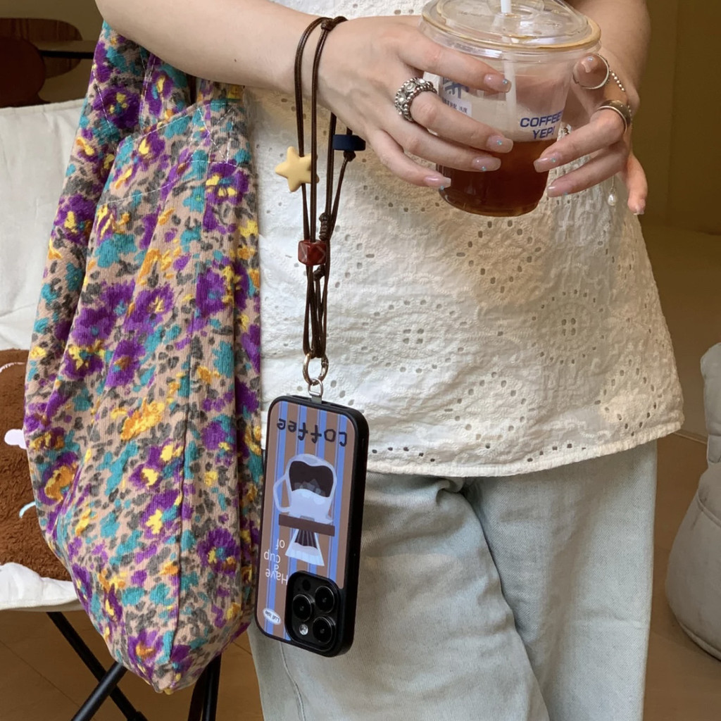 Huiwanju ลูกปัดดาวโทรศัพท์มือถือเชือกเส้นเล็กย้อนยุคส่วนบุคคลโซ่โทรศัพท์มือถือคอกล้อง ccd จี้ crossbody พร้อมขี้ผึ้งน้ํามัน - รูปที่ 2