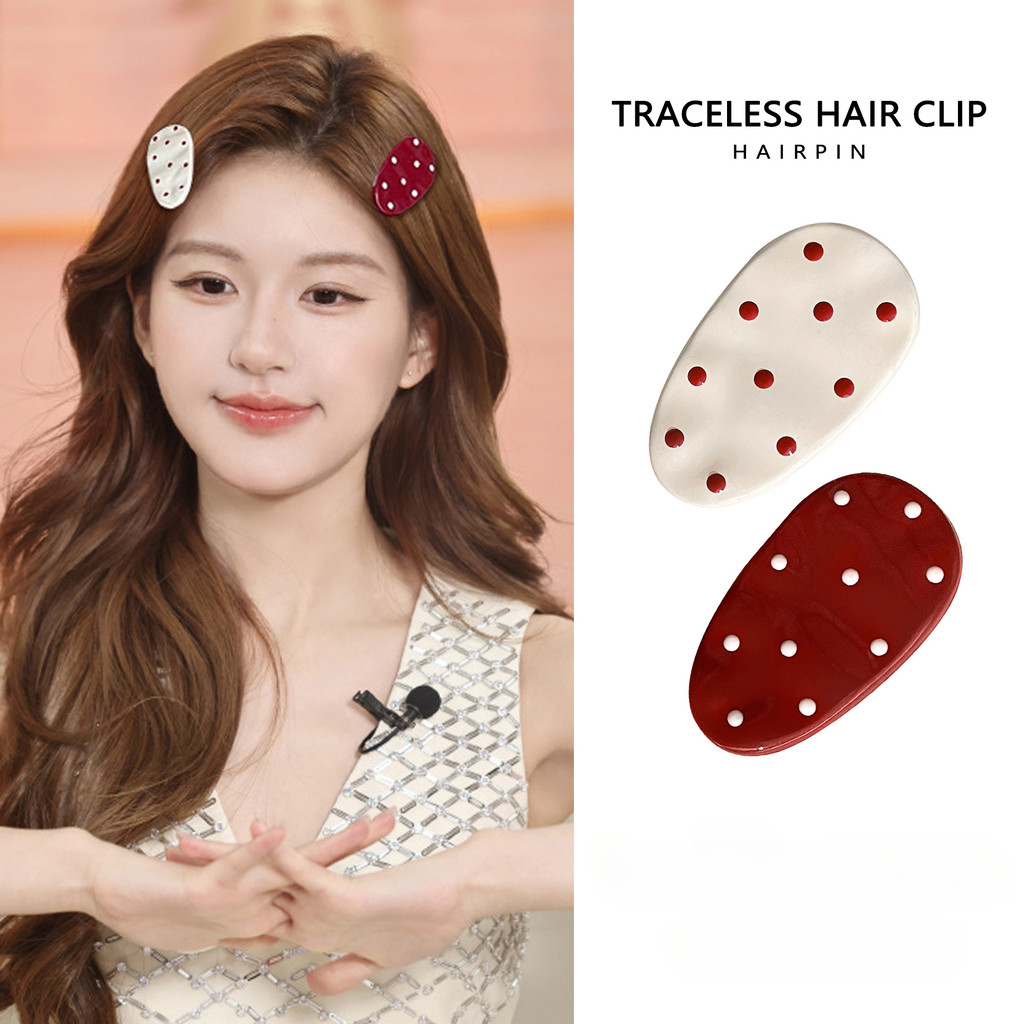 กิ๊บติดผมทรงวงรีลายจุดเรียบง่ายสําหรับผู้หญิงหน้าม้าหน้าผากกิ๊บติดผมหัก หมวก