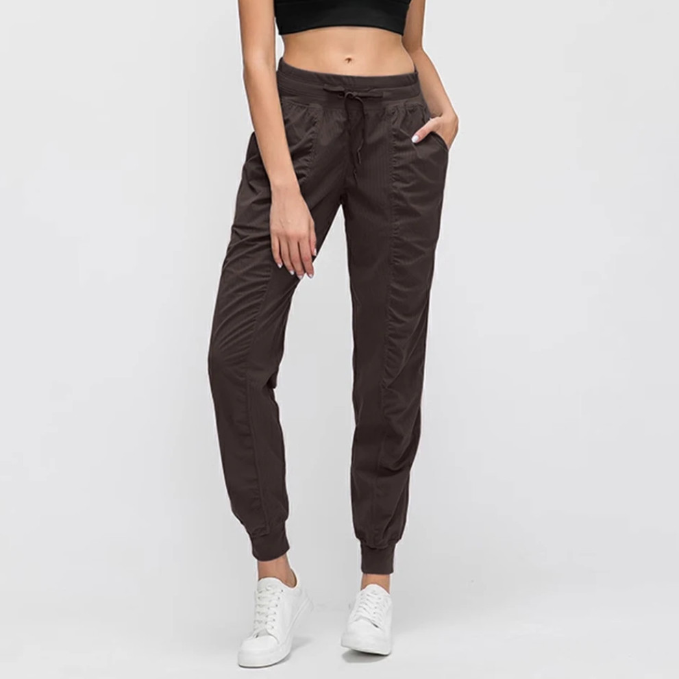 LASYYOGA กางเกงกีฬากระเป๋าปรับ Drawstring Quick Drying Jogger กางเกง