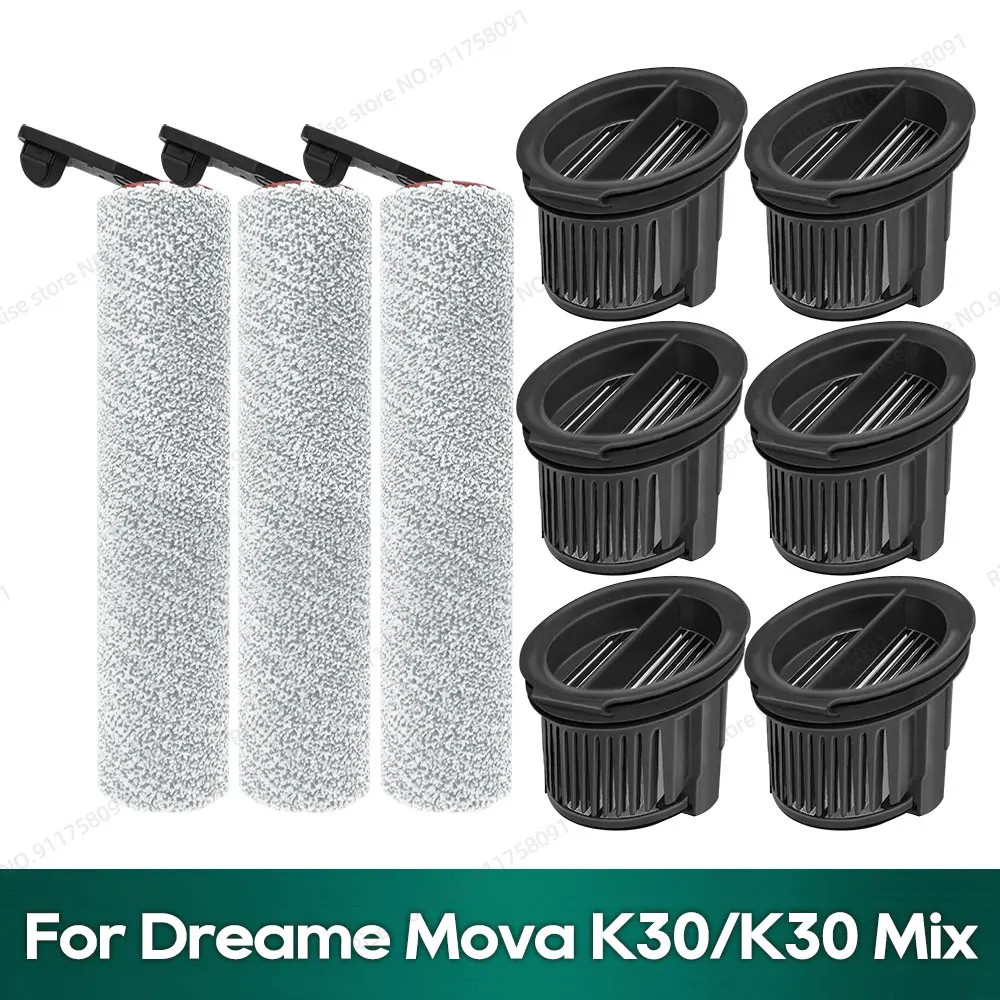 เข้ากันได้กับ Dreame Mova K30 / K30 Mix, Trouver K30 อุปกรณ์เสริมแปรงลูกกลิ้งตัวกรอง Hepa อะไหล่ทดแท