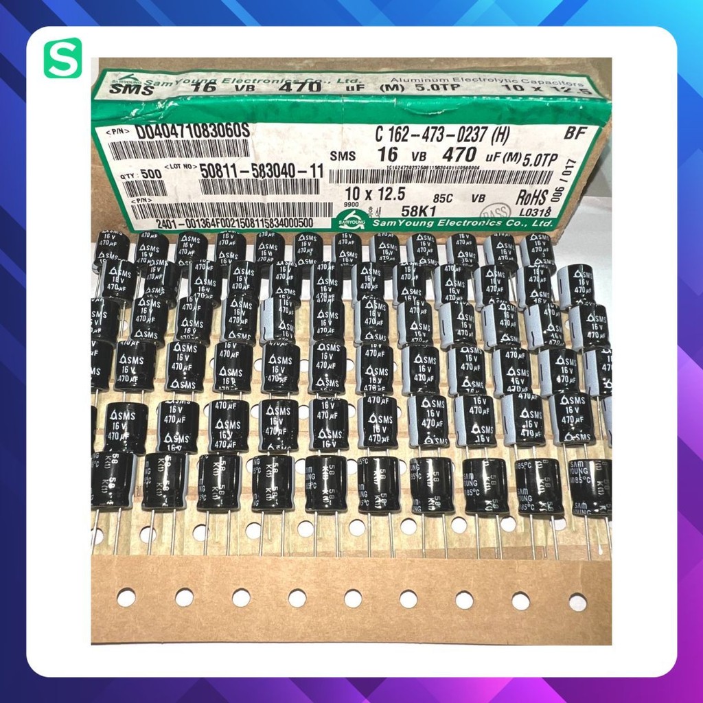 [ 10 ชิ้น ] SAMYOUNG BRAND 16V 470UF CAPACITOR (16V470UF 470UF 16V 470UF16V) ของแท้