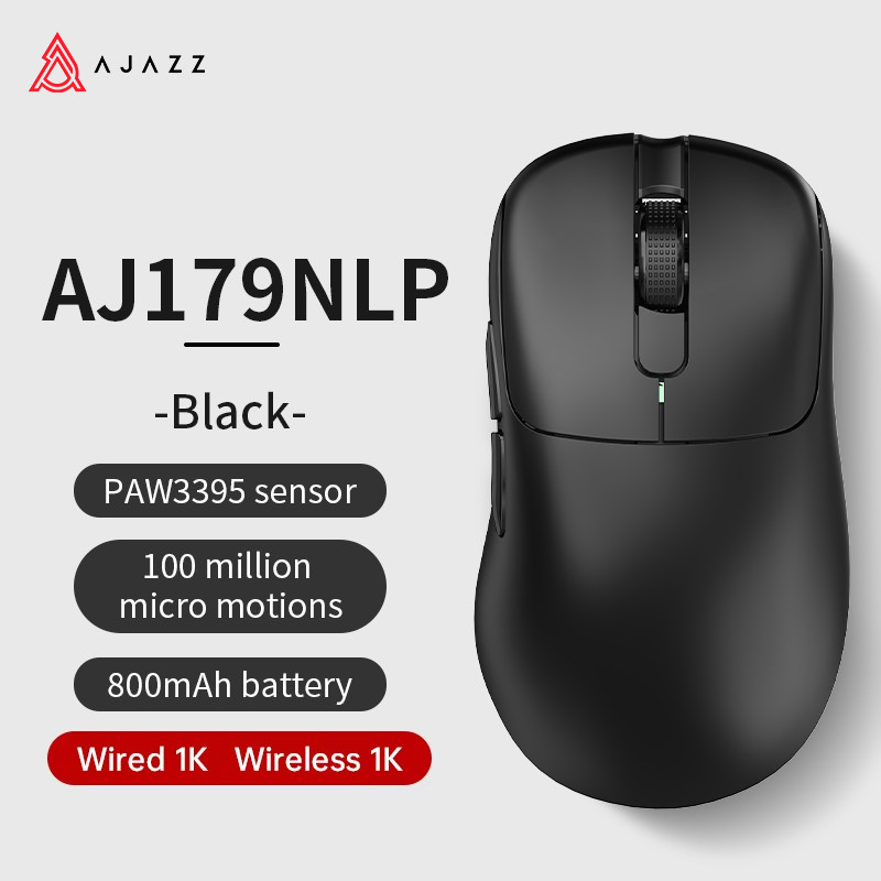 AJJAZZ AJ179NL P เมาส์ไร้สายสามโหมด 800mAh PAW3395 เมาส์สําหรับเล่นเกมตามหลักสรีรศาสตร์ถนัดขวา-เมาส์