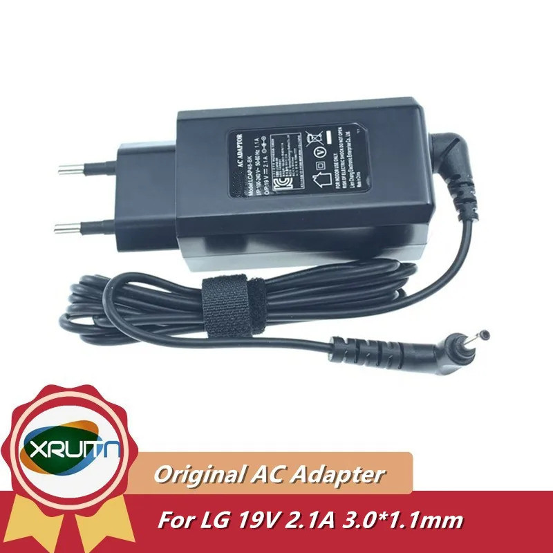 Original 19V 2.1A 40W 3.0x1.0 มม.อะแดปเตอร์ AC สําหรับ LG LCAP48-WK LCAP48-BK WA-40G19FS ADS-40MSG-1