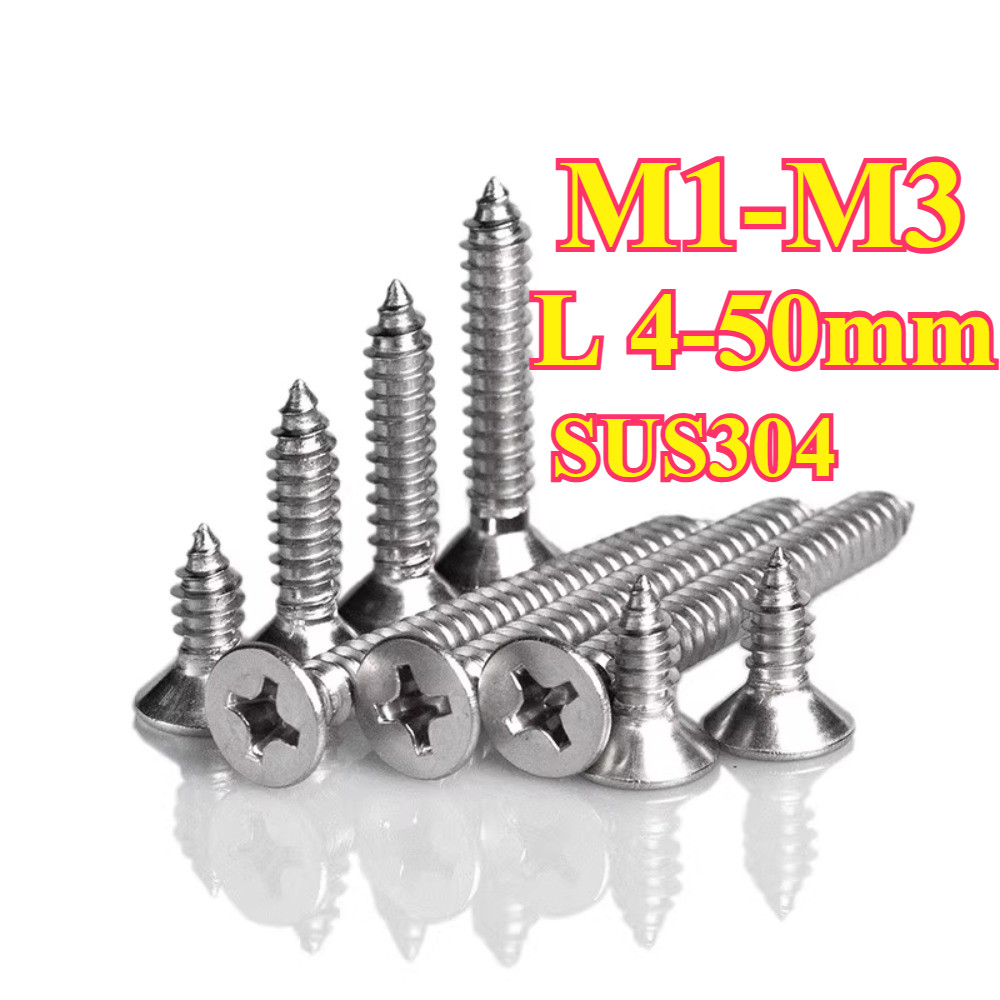 304 สกรูไม้แตะสแตนเลส Cross Countersunk M1/M1.2/M1.4/M1.7/M2/M2.2/M2.6/M3 (Shopkeeper-JCZY-TH)