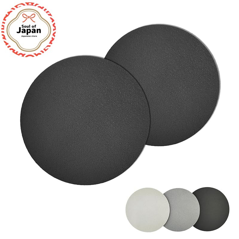 Diatomaceous earth coaster, made in Japan, set of 2 absorbent coasters, soft coasters with antibacterial silver ions (dark grey, set of 2, round shape)