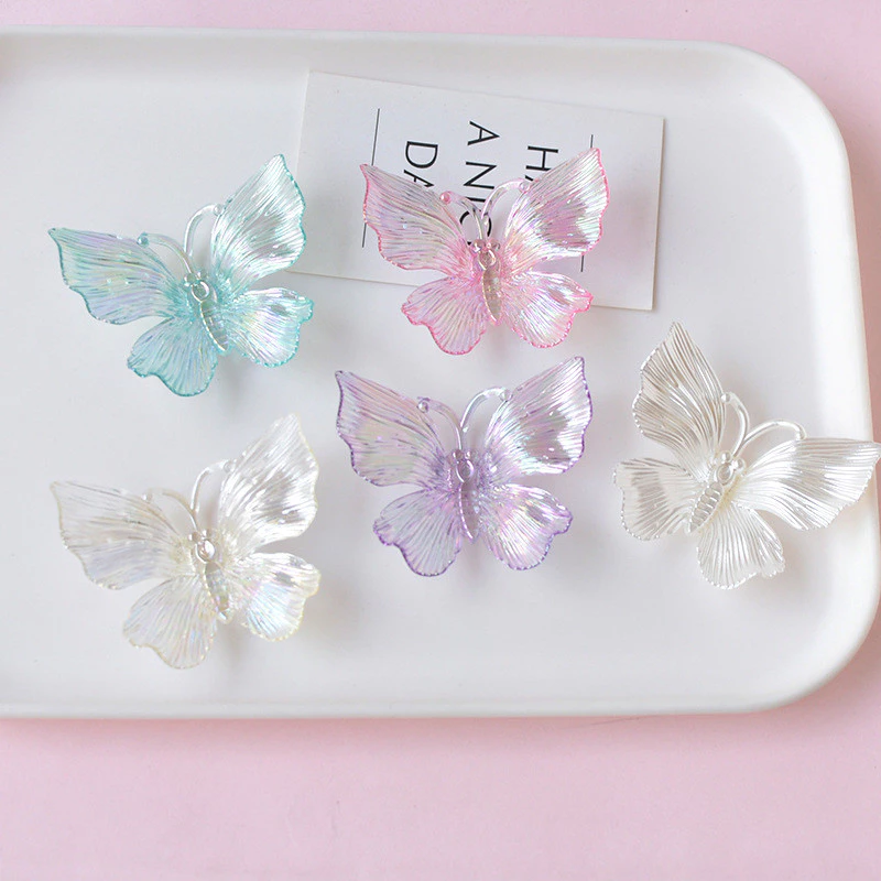 10ชิ้น/แพ็คขนาดใหญ่โปร่งใสที่มีสีสันผีเสื้อเรซิ่นอุปกรณ์เสริม ทําเอง เคสโทรศัพท์กิ๊บทําวัสดุตกแต่ง