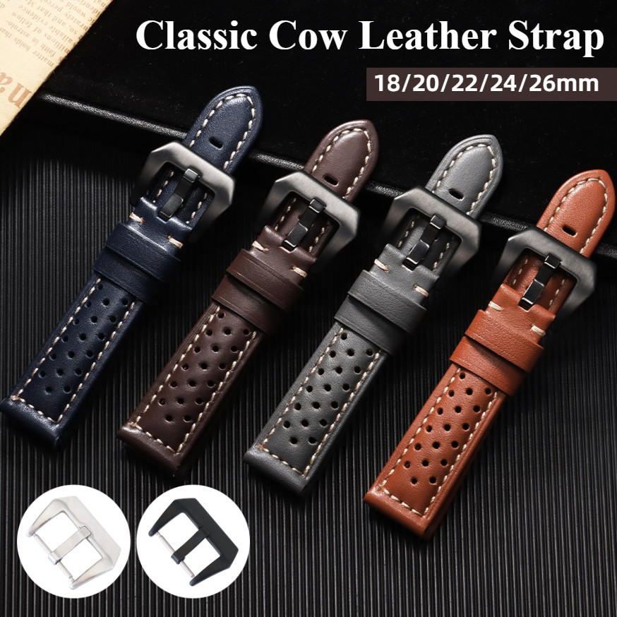 สายนาฬิกาเขตร้อนสําหรับ Panerai 18/20/22/24/26 มม.Quick Release Cow หนังนาฬิกาสําหรับผู้ชายผู้หญิงนาฬิกาสร้อยข้อมือ Porus Watchbands เปลี่ยนสีดําสีน้ําตาลสีฟ้าสีเทา