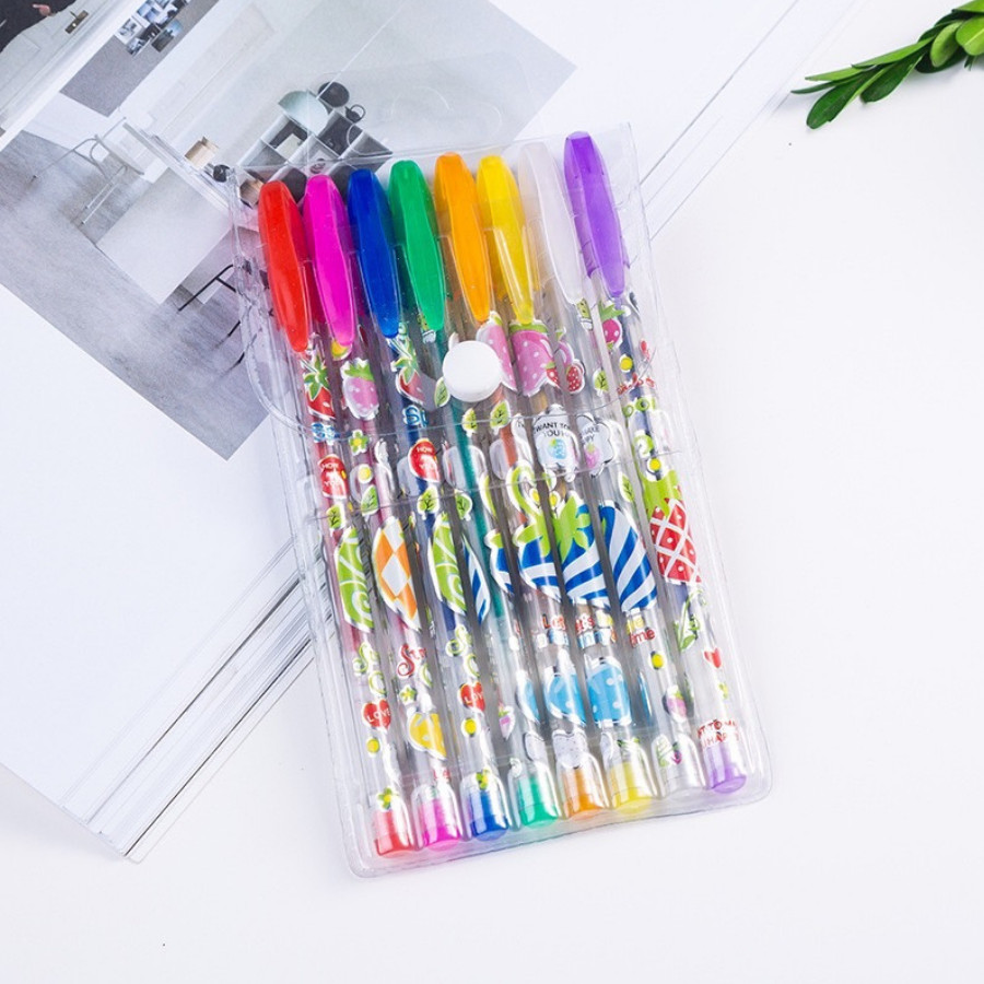 ปากกาเจลกากเพชร ปากกาเจลสี กากเพชร ปากกาสีสะท้อนแสง มี 8สี ขนาด1.0mm เครื่องเขียน DIY