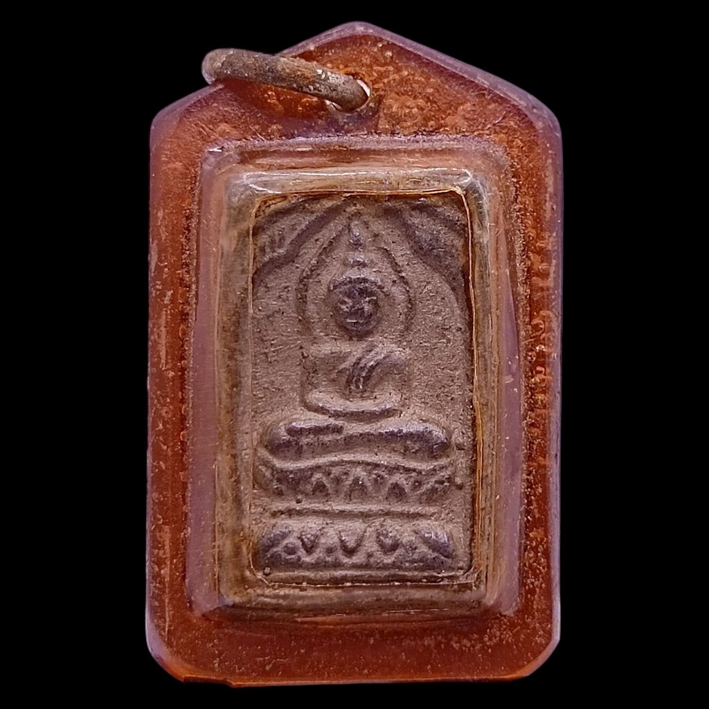 K687 พระประภามณฑล หลวงปู่ศุข วัดปากคลองมะขามเฒ่า หลัง จารย์ กรอบพลาสติก โบราณ ขนาด 3x1.5 cm