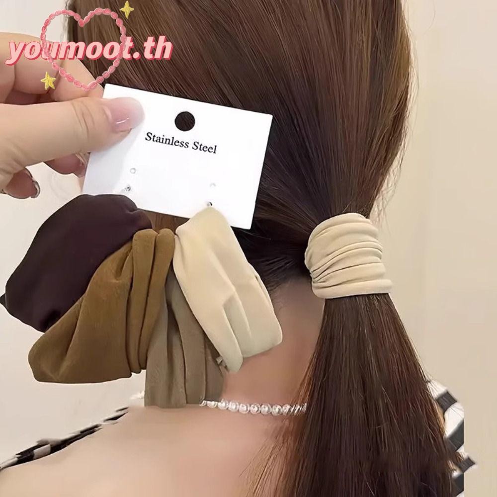 YOOMOT 4 ชิ้น/เซ็ต ยางรัดผมยืดหยุ่นสำหรับผู้หญิง พร้อมขนาดที่กว้างขึ้น