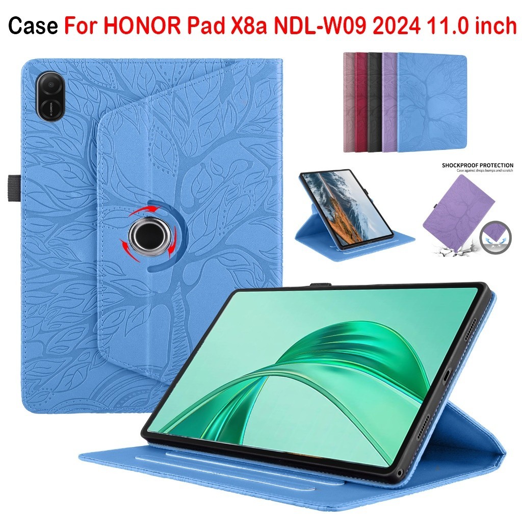 สําหรับ HONOR Pad X8a NDL-W09 2024 11.0 นิ้ว 360° หมุนหนัง PU แท็บเล็ตป้องกันกรณี Honor Pad X8a NDL-