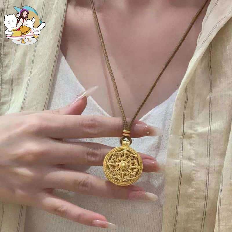 Diamond-Studded Eight-Treasure Compass Necklace – จี้ทรงกลมพร้อมโซ่ยาวทอมือ HYCRT