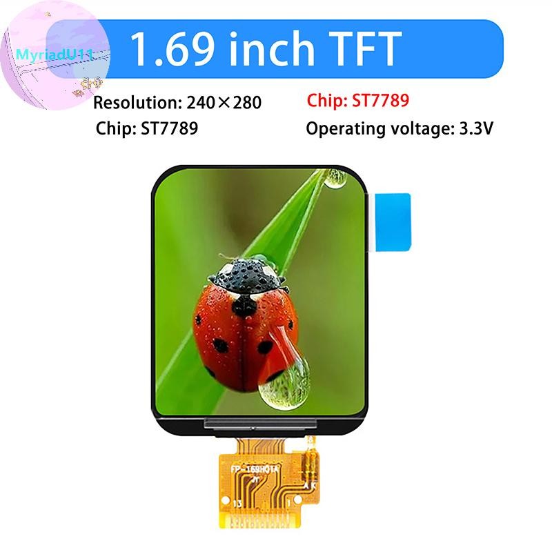 MyriadU 1.69 นิ้ว HD TFT LCD IPS สีจอแสดงผลโมดูลหน้าจอ 1.69 "ST7789 Controller Driver Board SPI อินเ