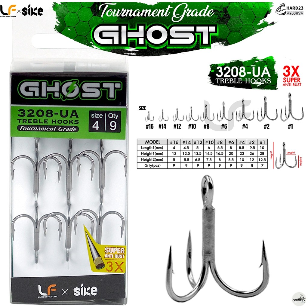 เบ็ดสามทาง GHOST 3208-UA 3X เคลือบสารกันสนิม By.Luresfactory