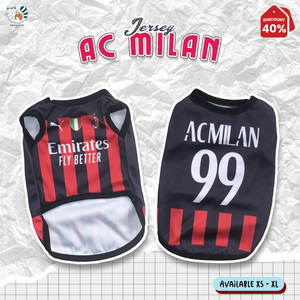 เสื้อแมวน่ารัก AC Milan สําหรับแมวสุนัข Monkeys