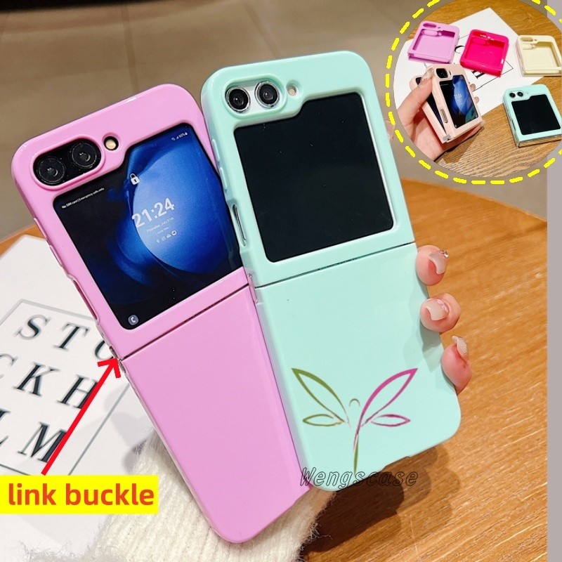 Slim Candy Color Link Buckle Soft Case Casing Samsung Galaxy Z Flip 7 Z Flip 6 Z Flip 5 Z Flip 4/3 ก