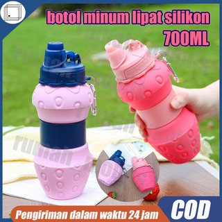 BOTOL LIPAT SILIKON 700ML - Praktis Dibawa Travel & Gym, Anti Tumpah, Bisa Lipat Super Mini Botol Minum Lipat untuk Olahraga