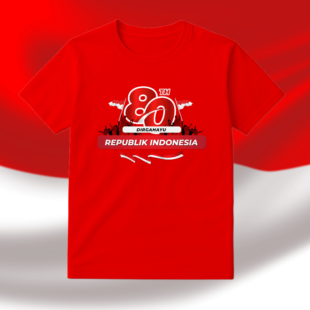 MERAH 17 สิงหาคม 2025 เสื้อยืดผู้ใหญ่ / เสื้อยืดวันประกาศอิสรภาพ Ri 80 / เสื้อยืดวันประกาศอิสรภาพ Ri