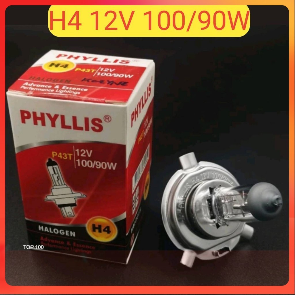 12v H4 100/90w 3ขา หลอดไฟหน้ารถยนต์ แสงเดิมรถ