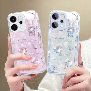 เคส OPPO Reno 14 15 14F 13F 15F 13 5G เคส OPPO Reno 13 15 14 Pro Max 5G Case กระเป๋านําโชคดีโคลเวอร์สร้อยคอกันกระแทกพร้อมขอบซิลิโคนนุ่ม 2025 ใหม่หรูหรากระจกเคสโทรศัพท์สําหรับเด็กผู้หญิงผู้หญิงนักเรียน