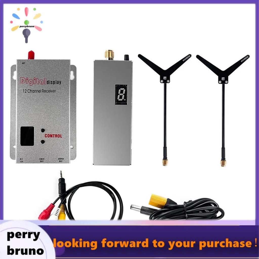 FPV 1.2G 1.3G 1.6W VTX เครื่องส่งสัญญาณ + 12CH VRX Receiver + 2XAntenna 8CH 0.1mW/25mW/800mW VTX สํา