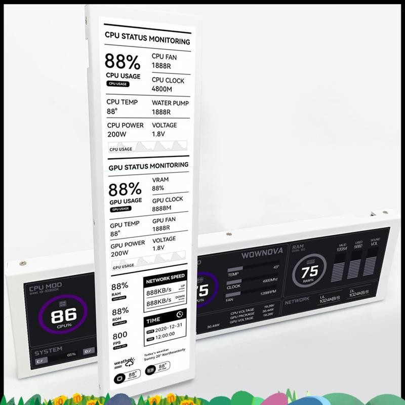 Super 8.8 นิ้วคอมพิวเตอร์ Temp Monitor (ธีมไดนามิกที่รองรับ), หน้าจอ IPS Type C รอง CPU RAM HDD Data