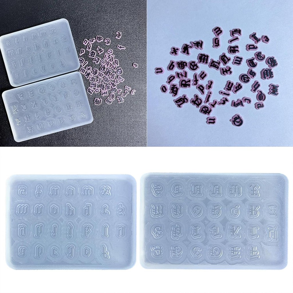 Gothic เรซิ่นซิลิโคนแม่พิมพ์ตัวอักษรภาษาอังกฤษจี้เรซิ่นแม่พิมพ์ Goth เครื่องประดับทําพวงกุญแจ Epoxy 