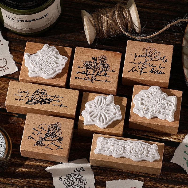 Journal GO 8 ชิ้น/เซ็ต Twilight Mark Vintage แสตมป์ไม้สําหรับ Journaling Scrapbooking การ์ดตกแต่งหัตถกรรม diy มาตรฐานแสตมป์ซีล