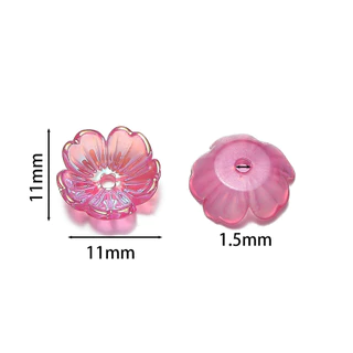 ลูกปัดอะคริลิกดอกไม้สีสันสดใส ขนาด 11 มม. กับฐานลูกปัด UV ชุบทอง สำหรับทำเครื่องประดับ DIY