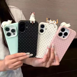 เคสโทรศัพท์ For iPhone 11 13 16 pro max Case iPhone 13 17 15 pro max 12 14 13 pro max 16 13 Pro อุปกรณ์น้องแมว การ์ตูน