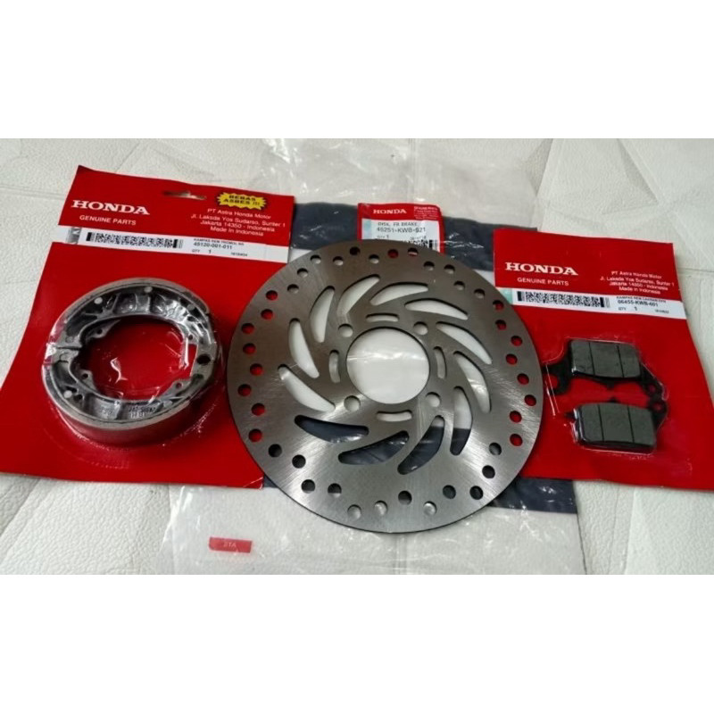 จานดิสหน้า KWB + ผ้าเบรคหลังแกรนด์ + KWB Blade Revo Abs แผ่นรองดิสหน้า - KWB