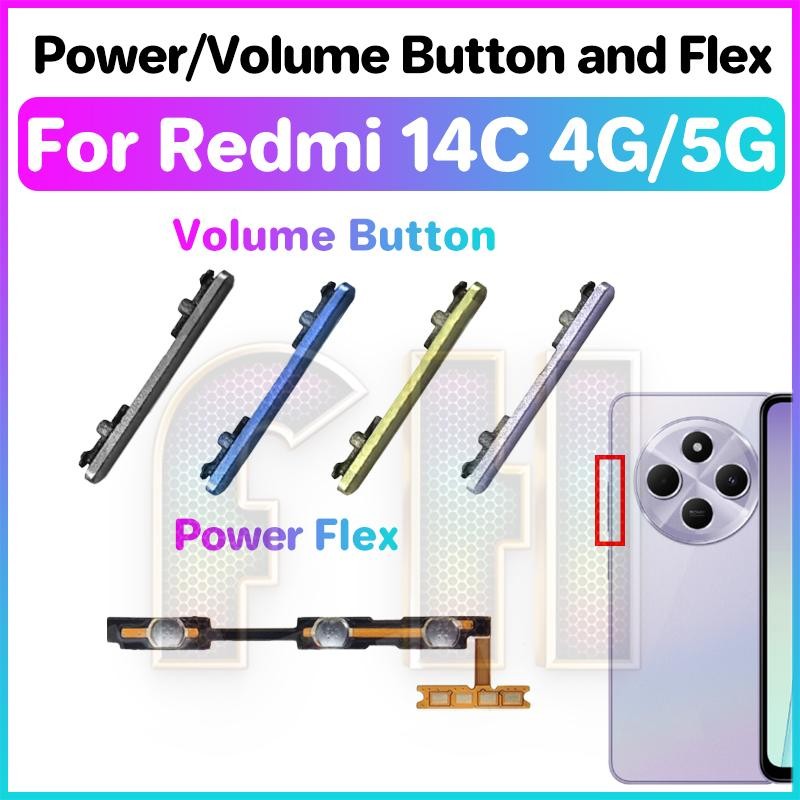 ปุ่มปรับระดับเสียงไฟ flex สําหรับ redmi 14c สวิตช์กุญแจด้านข้าง Power ON OFF Key Mute ปุ่มควบคุมระดับเสียงริบบิ้น Flex Cable