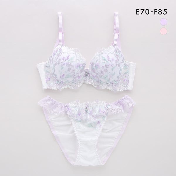 SANEI high side girly flower bouquet bra panties set (Sizes E-F)(C0010550EF)(Direct from Japan)1