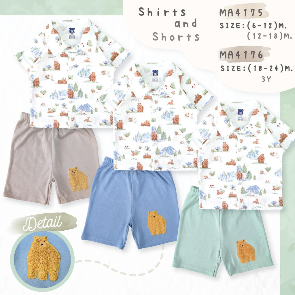 Mami baby เชิ้ตเด็กพร้อมกางเกงพิมพ์ลายสุดน่ารัก World Wild Life Size : 6-12 // 12-18 // 18-24 // 3Y - รูปที่ 4
