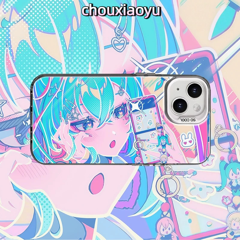 เหมาะสําหรับ Samsung Galaxy S20 S21 S22 S23 S24Ultra S25Ultra เคสโทรศัพท์ Hatsune Miku อะนิเมะ Frosted สีสันเงิน