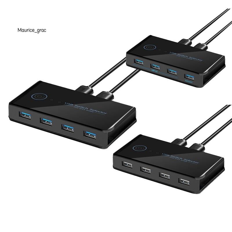 USB KVM Switch USB Shared Switcher 2 in 4 Out สําหรับแล็ปท็อปพีซีคีย์บอร์ดเมาส์เครื่องพิมพ์ USB Swit